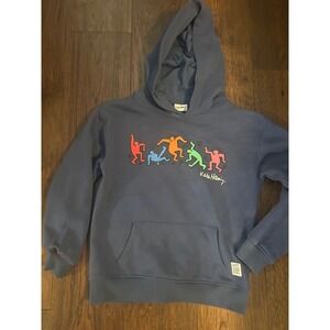 Kids Keith Haring Graphic Hoodie Gray Pullover Long Sleeve Pocket Art